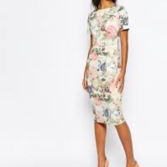 ASOS Occasion Floral Wiggle Dress Size 4 - Picture 3 of 6